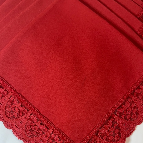 Eight Elegant Red Lace Napkins